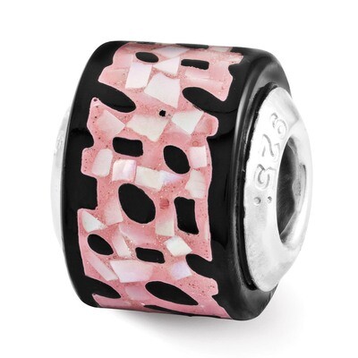 Black Pink Mother of Pearl Mosaic Bead - Sterling Silver QRS3207, MPN: QRS3207, 883957036687