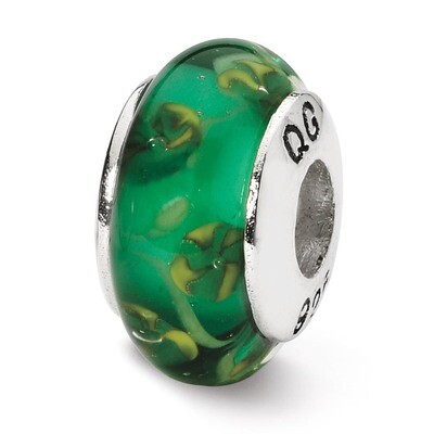 Green Hand-blown Glass Bead - Sterling Silver QRS1320, MPN: QRS1320, 883957302805