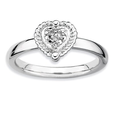 Heart Diamond Ring - Sterling Silver QSK343, MPN: QSK343, 886774000176