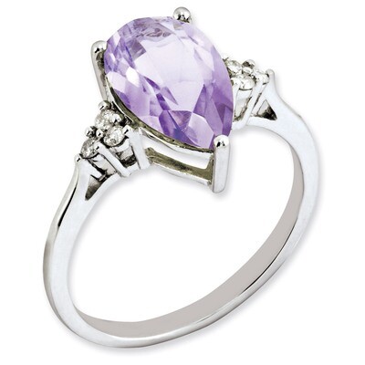 Pink Quartz Ring Sterling Silver Diamond QR3083PQ, MPN: QR3083PQ, 883957403960