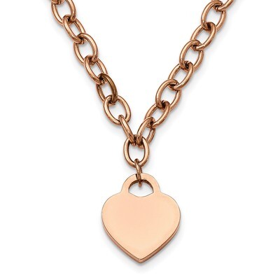 Rose IP-Plated with .5 Inch Extender Heart Necklace Stainless Steel Polished SRN2235-16 by Chisel, …