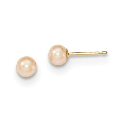 4-5mm Pink Round Cultured Pearl Stud Earrings 14k Gold X40PPI, MPN: X40PPI, 191101433061