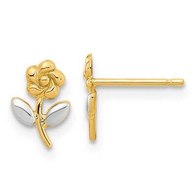 Rhodium Flower Post Earrings 14k Gold YE2092, MPN: YE2092, 191101786358