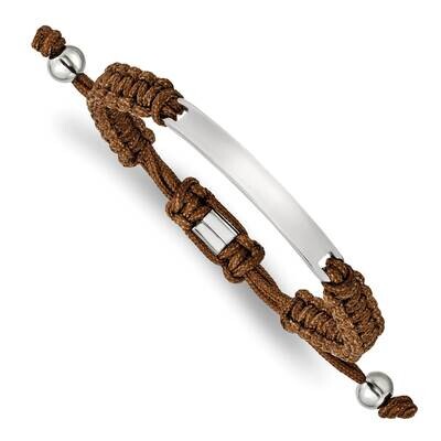 Brown Nylon Adjustable Id Bracelet Stainless Steel Polished SRB2797, MPN: SRB2797, 191101860119