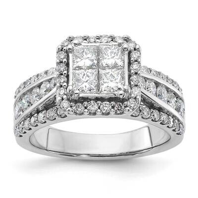 14k White Gold Polished Diamond Halo Fancy Ring RDS1896EIS080F-4WAA