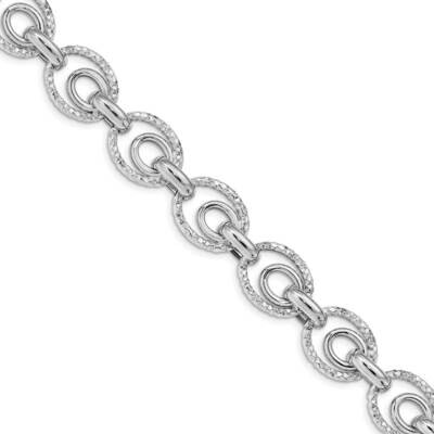 Leslie&#39;s Diamond-cut Polished with .5 Inch Extender Bracelet Sterling Silver Rhodium-plated HB-QLF1…