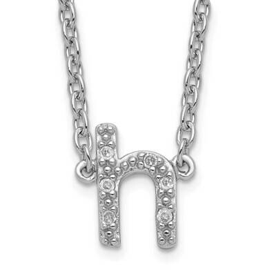 Sterling Silver Polished Diamond Initial h with 2 in ext Necklace PXD2711/H-SSS22