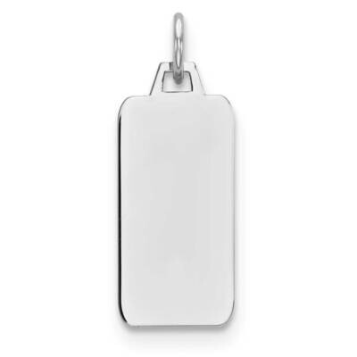 Engravable Rectangular Polish Front/Satin Back Disc Charm Sterling Silver Rhodium Plated QM507, MPN…