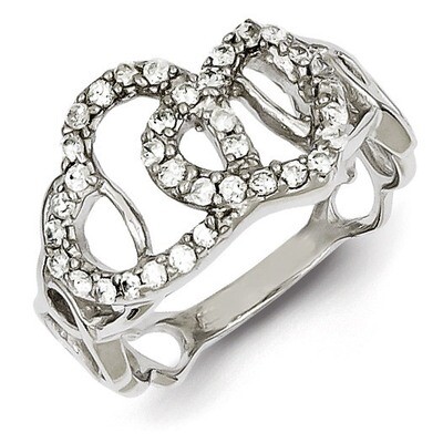 Heart Ring Sterling Silver Diamond QR2102, MPN: QR2102, 191101284120