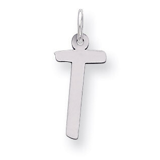 Slanted Block Initial T Charm Sterling Silver QC5085T, MPN: QC5085T, 191101532467