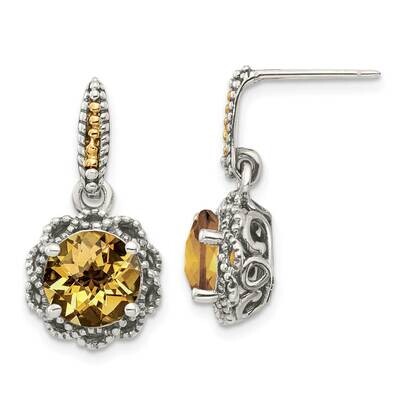 Citrine Earrings Sterling Silver with 14k Gold Polished QTC1647, MPN: QTC1647, 883957233611