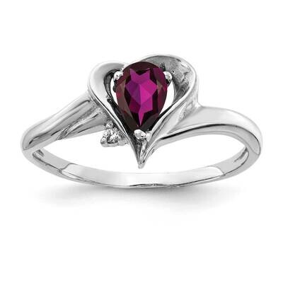 6x4mm Pear Rhodolite Garnet Aa Diamond Ring 14k White Gold Y4560RG/AA, MPN: Y4560RG_AA, 883957452913