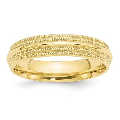 5mm Double Milgrain Comfort Fit Band 10k Yellow Gold 1DMC050 Engravable, MPN: 1DMC050, 886774444116