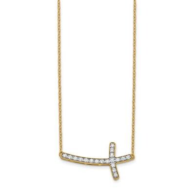 Sideways Cross 18 Inch Necklace 14k Gold Diamond PM4691-025-YA, MPN: PM4691-025-YA, 883957212494