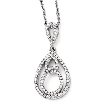 Teardrop Necklace Sterling Silver &amp; Cubic Zirconia Polished QMP1270-18, MPN: QMP1270-18, 1911014685…
