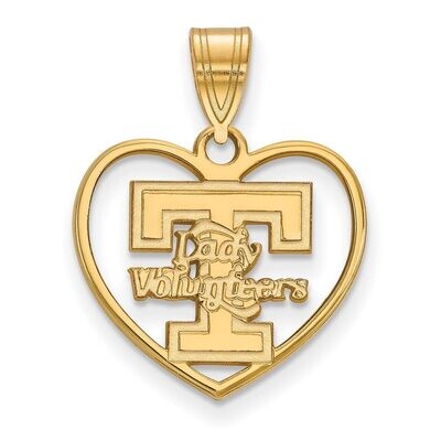 University of Tennessee Pendant in Heart Gold-plated Silver GP056UTN, MPN: GP056UTN, 886774949680