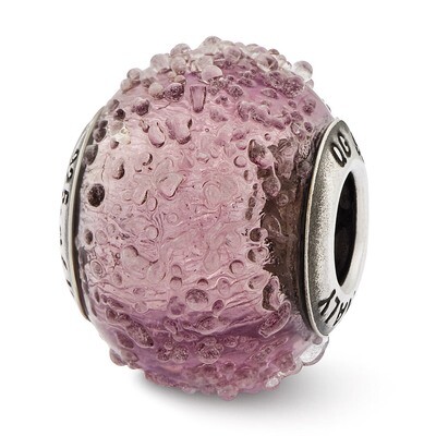 Light Purple Textured Glass Bead - Sterling Silver QRS2618, MPN: QRS2618, 883957572703