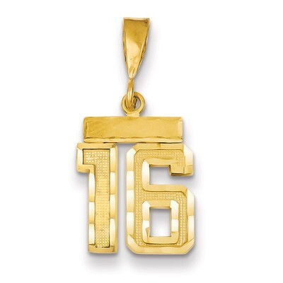 Small Diamond-cut Number 16 Charm 14k Gold SN16, MPN: SN16, 883957102634