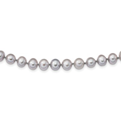 7-8mm Grey Cultured Freshwater Pearl Necklace 16 Inch Sterling Silver Rhodium QH5162-16, MPN: QH516…