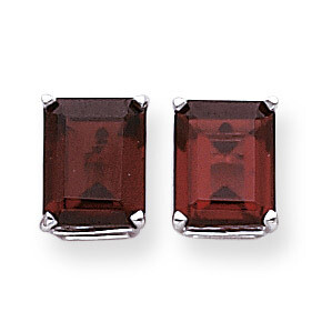Emerald Cut Garnet Stud Earrings 14k Gold XE69WGA, MPN: XE69WGA, 883957096704