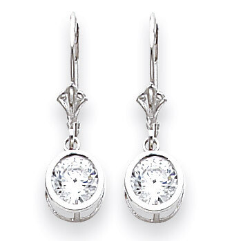 6mm Cubic Zirconia Leverback Earrings 14k White Gold XLB101WCZ Diamond, MPN: XLB101WCZ, 883957225838