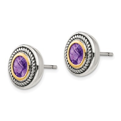 Amethyst Earrings Sterling Silver &amp; 14k Gold QTC723, MPN: QTC723, 883957367903