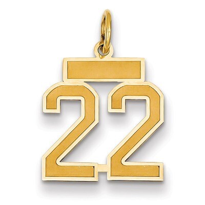 Number 22 Charm 14k Gold Small Satin  LSS22, MPN: LSS22, 883957068961