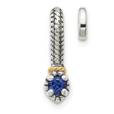 Created Sapphire Chain Slide Pendant Sterling Silver with 14k Gold Polished QTC1714, MPN: QTC1714, …