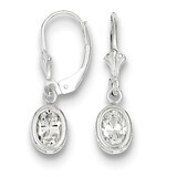 7x5mm Oval Diamond Leverback Earrings Sterling Silver QE2043CZ, MPN: QE2043CZ, 883957048697