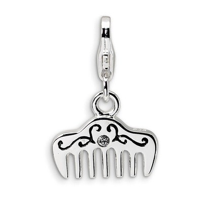 Swarovski Element &amp; Enamel Comb Charm Sterling Silver QCC248 by Amore La Vita, MPN: QCC248, 8839573…