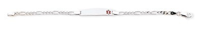 7 Inch Medical ID Figaro Link Bracelet Sterling Silver XSM19-7, MPN: XSM19-7, 883957273297