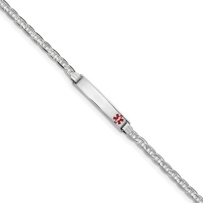 8 Inch Medical Red Enamel Anchor Link ID Bracelet 14k white Gold XM589FRW-8, MPN: XM589FRW-8, 19110…