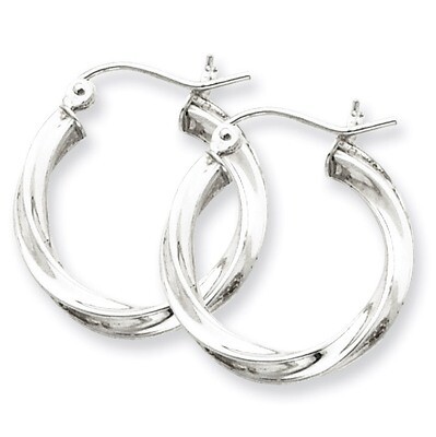 2.5mm Twisted Hoop Earrings Sterling Silver Rhodium-plated QE4569, MPN: QE4569, 883957931838