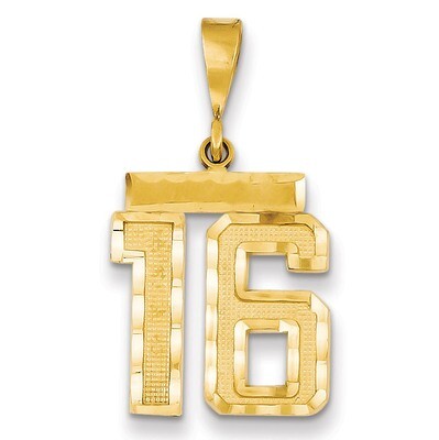 Number 16 Charm 14k Gold Medium Diamond-cut  MN16, MPN: MN16, 883957138985