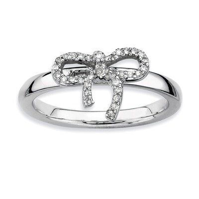 Bow Diamond Ring - Sterling Silver QSK330, MPN: QSK330, 883957280578