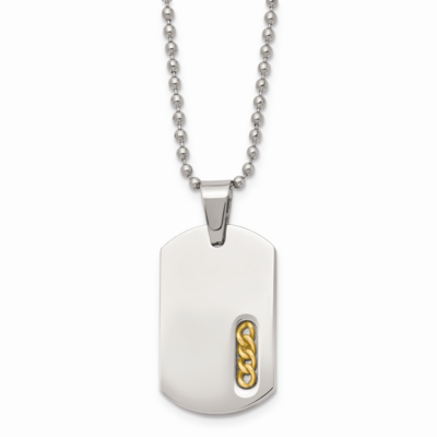 Yellow IP-plated Necklace Stainless Steel SRN138-22 by Chisel, MPN: SRN138-22, 883957734736