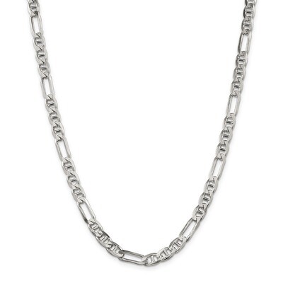 22 Inch 6.5mm Figaro Anchor Chain Sterling Silver QAF180-22, MPN: QAF180-22, 886774112725