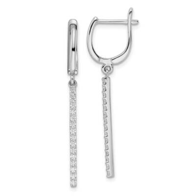 CZ Diamond Dangle Earrings Sterling Silver Rhodium-Plated Polished QE16237, MPN: QE16237, 196904168…