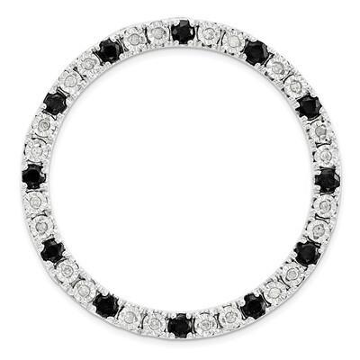 Diamond and Black Sapphire Chain Slide Sterling Silver Large QSK1785, MPN: QSK1785, 886774642321