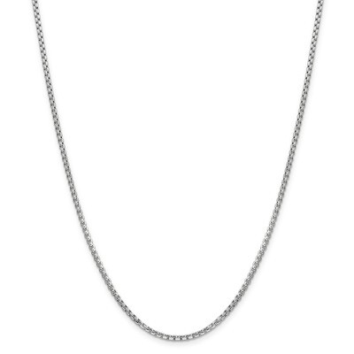 22 Inch 2.45mm Hollow Round Box Chain 14k white Gold BC162-22, MPN: BC162-22, 191101107559