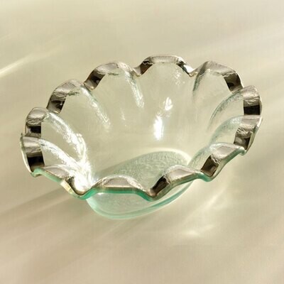 Annieglass Ruffle Platinum Dip Bowl 8 1/4 x 6 1/2 Inch, MPN: P212, UPC: