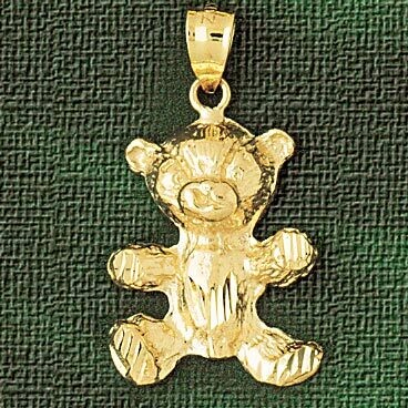Dazzlers Jewelry Teddy Bear Pendant Necklace Charm Bracelet in Yellow, White or Rose Gold 2452, MPN…
