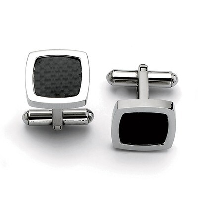 Black Carbon Fiber Cufflinks - Stainless Steel SRC181 by Chisel, MPN: SRC181, 191101371752