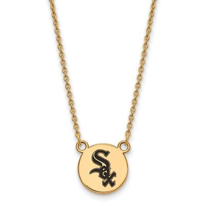 Chicago White Sox Small Enamel Disc Necklace Gold-plated Silver GP020WHI-18, MPN: GP020WHI-18, 8867…