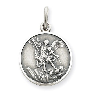 Saint Michael Medal Antiqued Sterling Silver QC3607, MPN: QC3607, 883957281544
