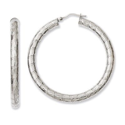 Textured Hollow Hoop Earrings - Stainless Steel SRE652 by Chisel, MPN: SRE652, 191101075902