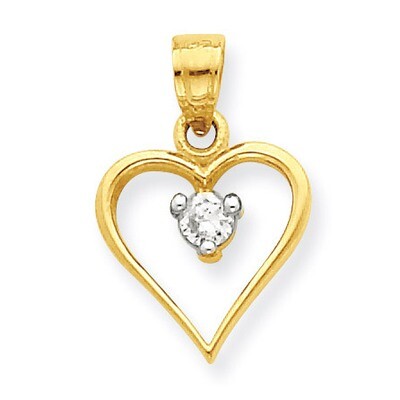 Heart Charm 10k Gold Synthetic Diamond 10C922, MPN: 10C922, 886774022055