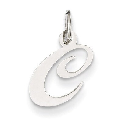 Small Fancy Script Initial C Charm 14k White Gold YC651C, MPN: YC651C, 191101634406