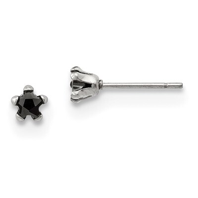4mm Black Star Diamond CZ Stud Post Earrings Stainless Steel Polished SRE1123 by Chisel, MPN: SRE11…