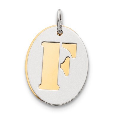Initial F Double Plate Oval Charm Sterling Silver QC7911F, MPN: QC7911F,